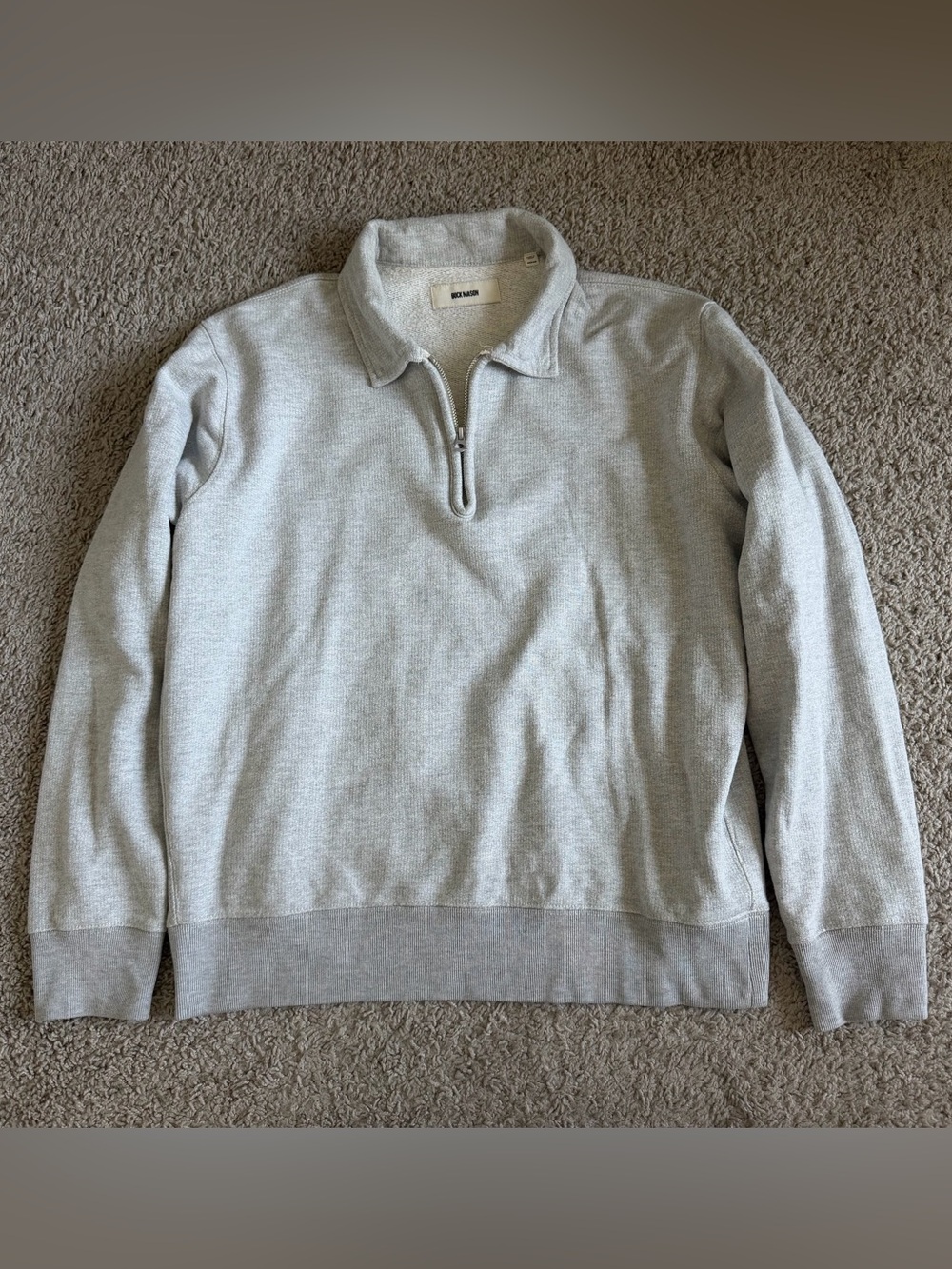 Buck Mason Featherweight Terry Quarter Zip Pullover Sweater